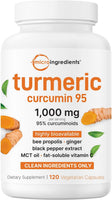 Micro Ingredients Pure Turmeric Curcumin Supplement 1,000mg – 95% Curcuminoids with Black Pepper & Ginger – High Absorption for Joint & Antioxidant Support* – Filler Free, 120 Veggie Capsules